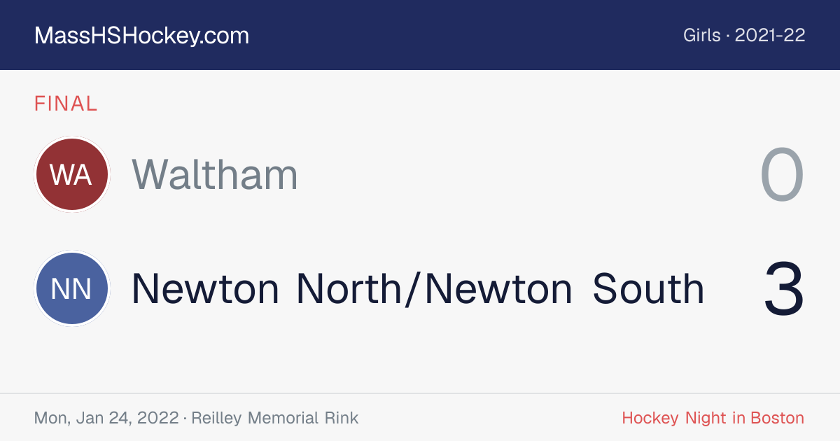 Waltham at Newton North/Newton South score card
