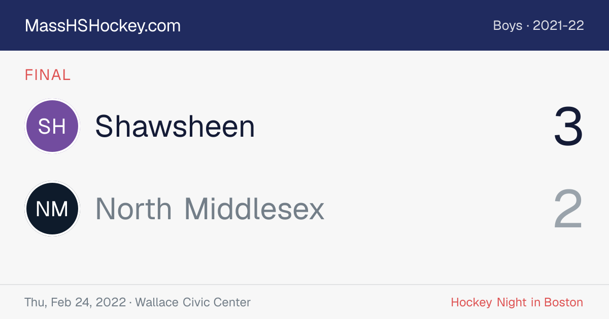 Shawsheen at North Middlesex score card