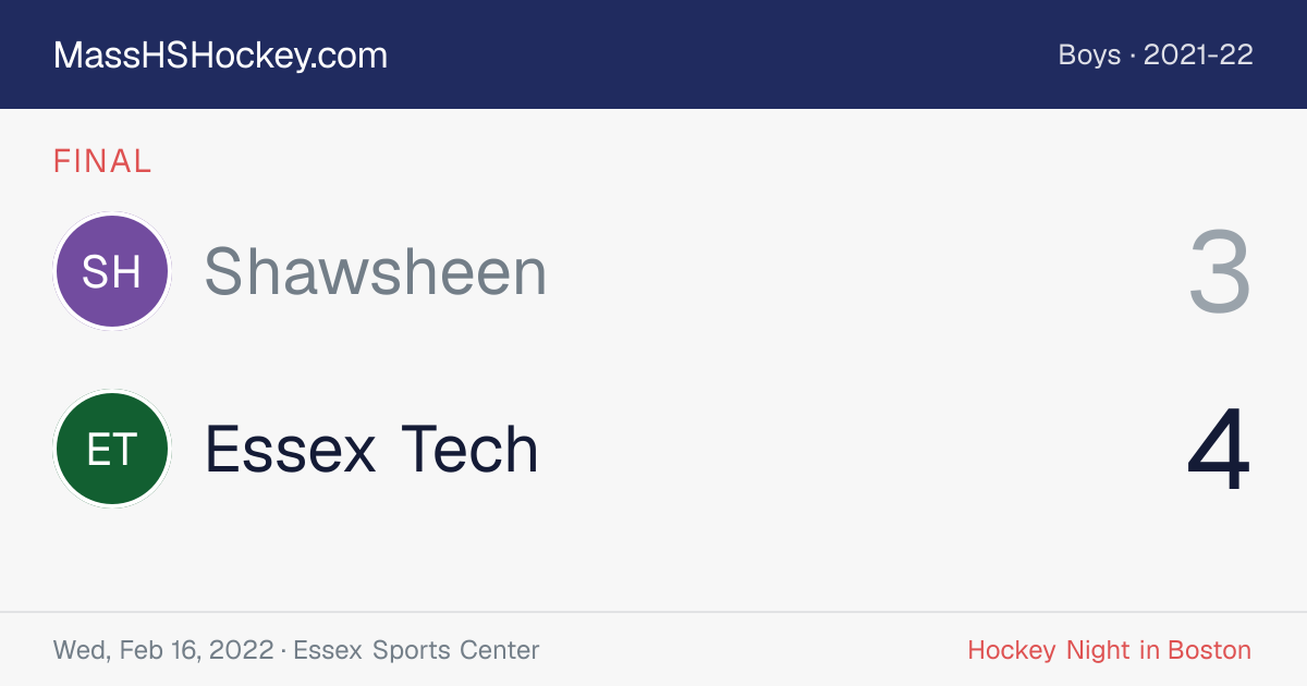 Shawsheen at Essex Tech score card