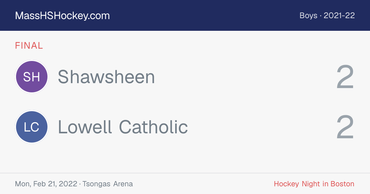 Shawsheen at Lowell Catholic score card