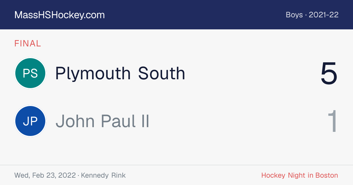 Plymouth South at John Paul II score card