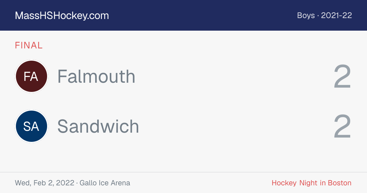 Falmouth at Sandwich score card