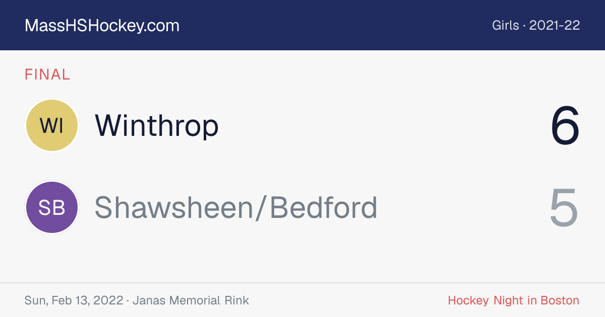 Winthrop at Shawsheen/Bedford score card