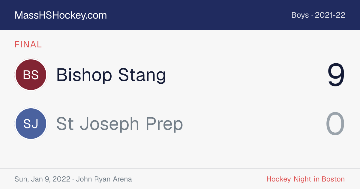 Bishop Stang at St Joseph Prep score card