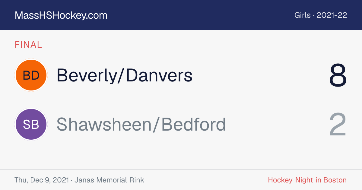 Beverly/Danvers at Shawsheen/Bedford score card