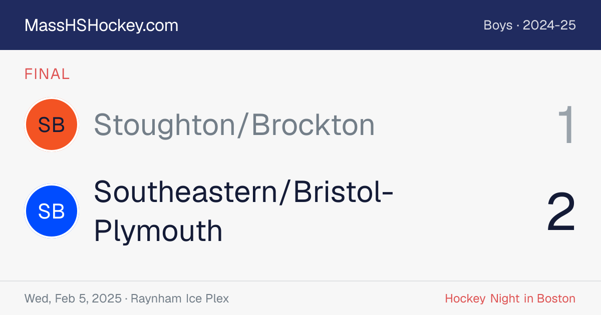 Stoughton/Brockton at Southeastern/Bristol-Plymouth score card