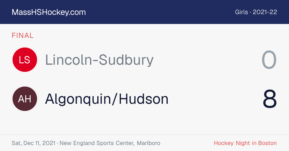 Lincoln-Sudbury at Algonquin/Hudson score card