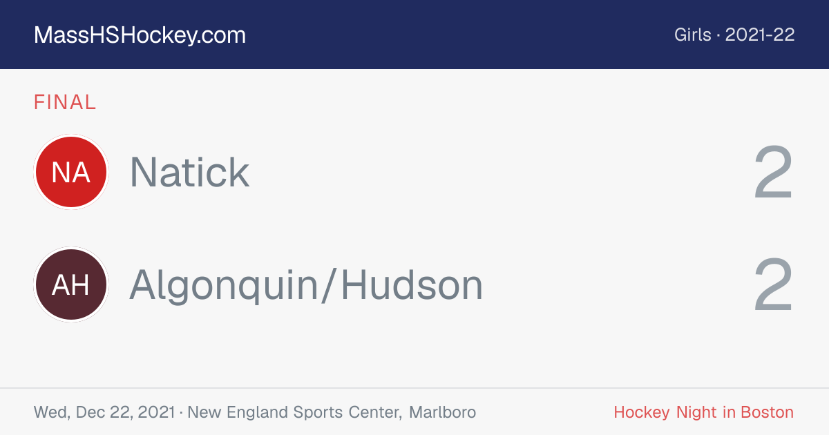 Natick at Algonquin/Hudson score card