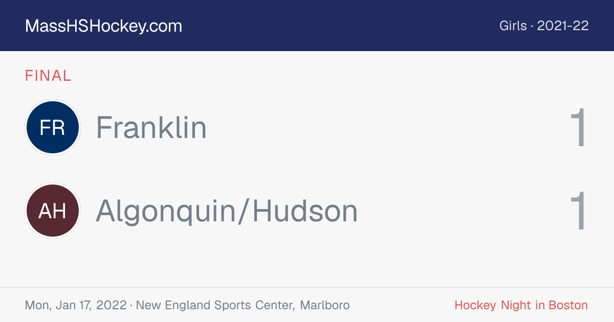 Franklin at Algonquin/Hudson score card