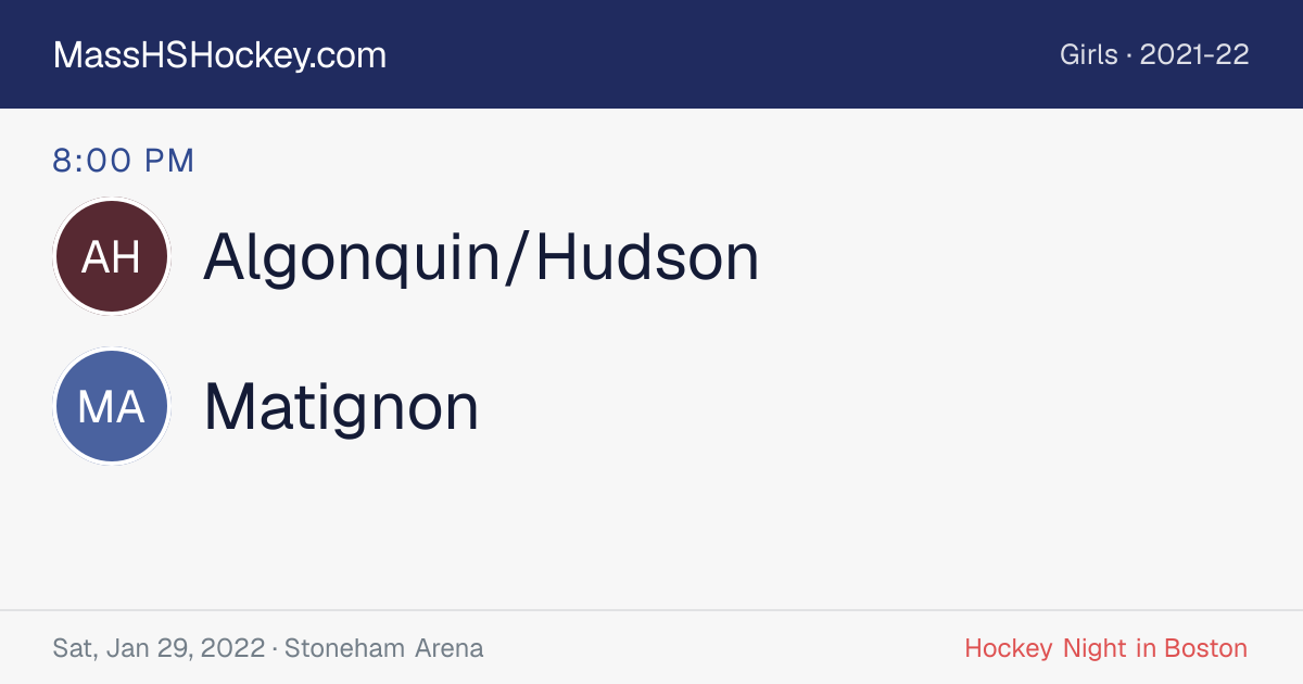 Algonquin/Hudson at Matignon score card