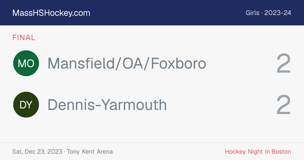 Mansfield/OA/Foxboro at Dennis-Yarmouth score card