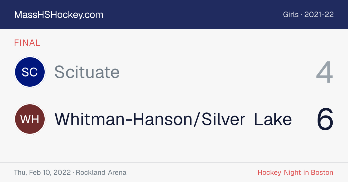 Scituate at Whitman-Hanson/Silver Lake score card