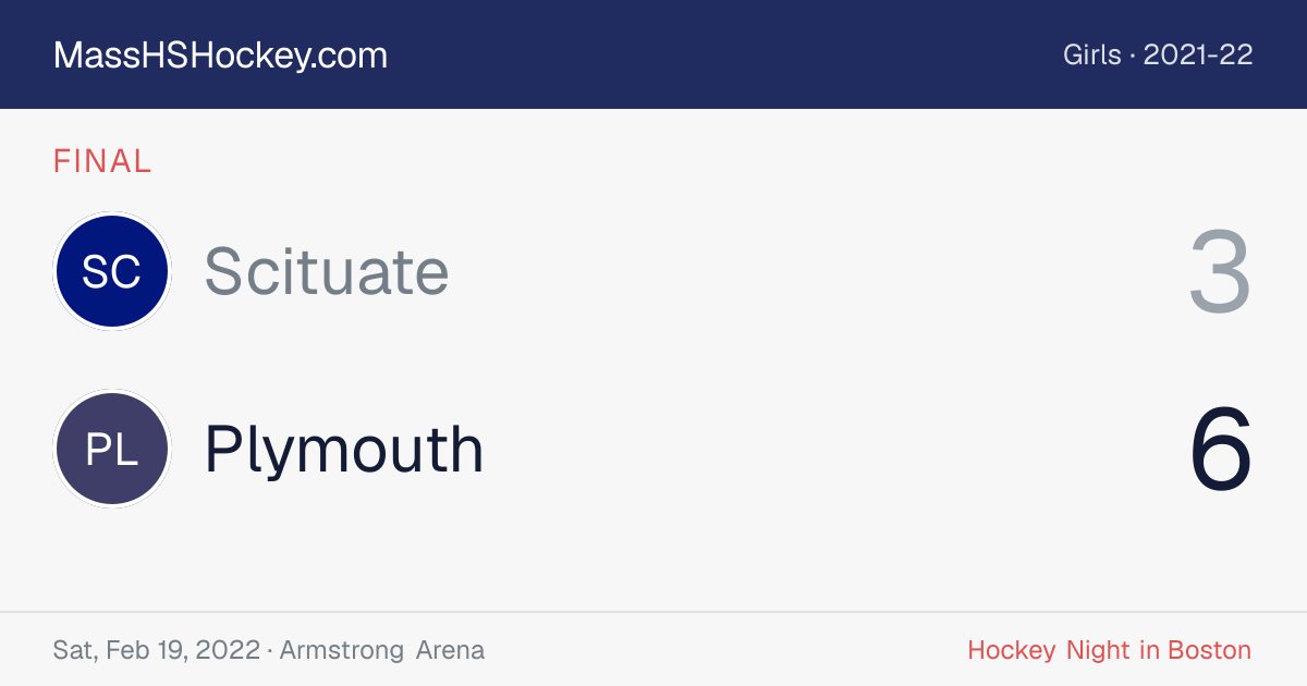 Scituate at Plymouth score card