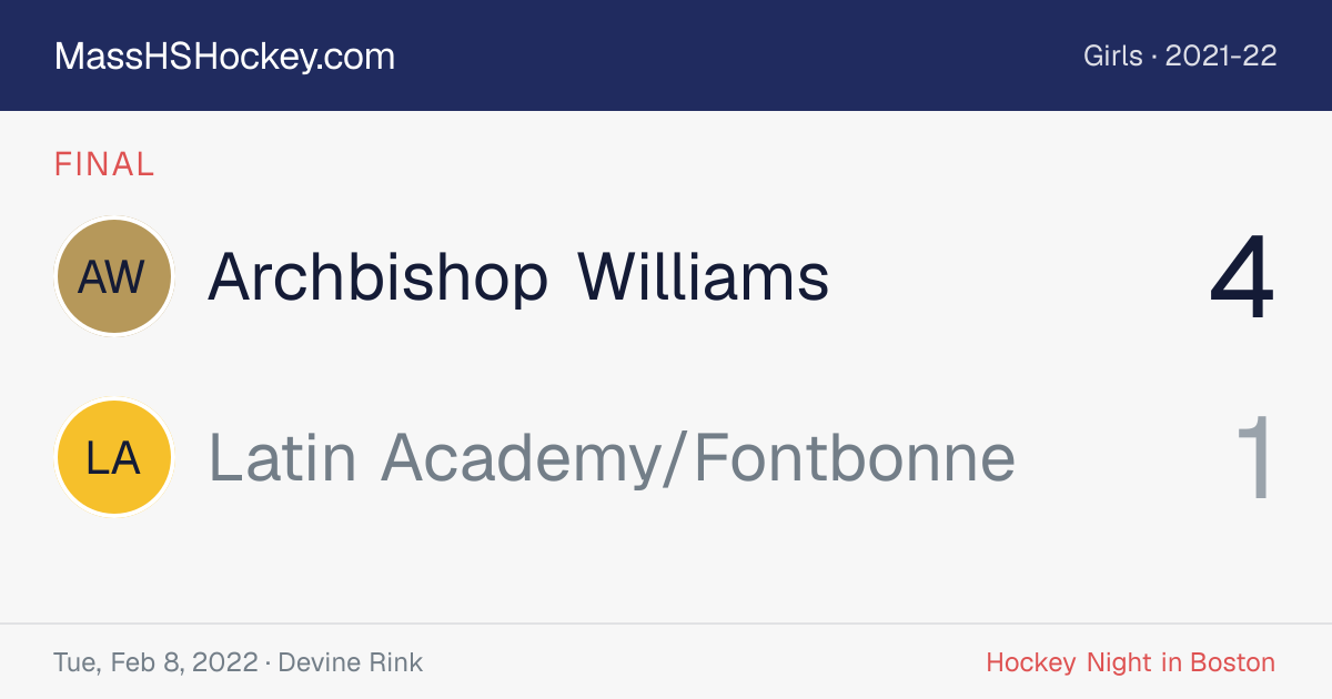 Archbishop Williams at Latin Academy/Fontbonne score card