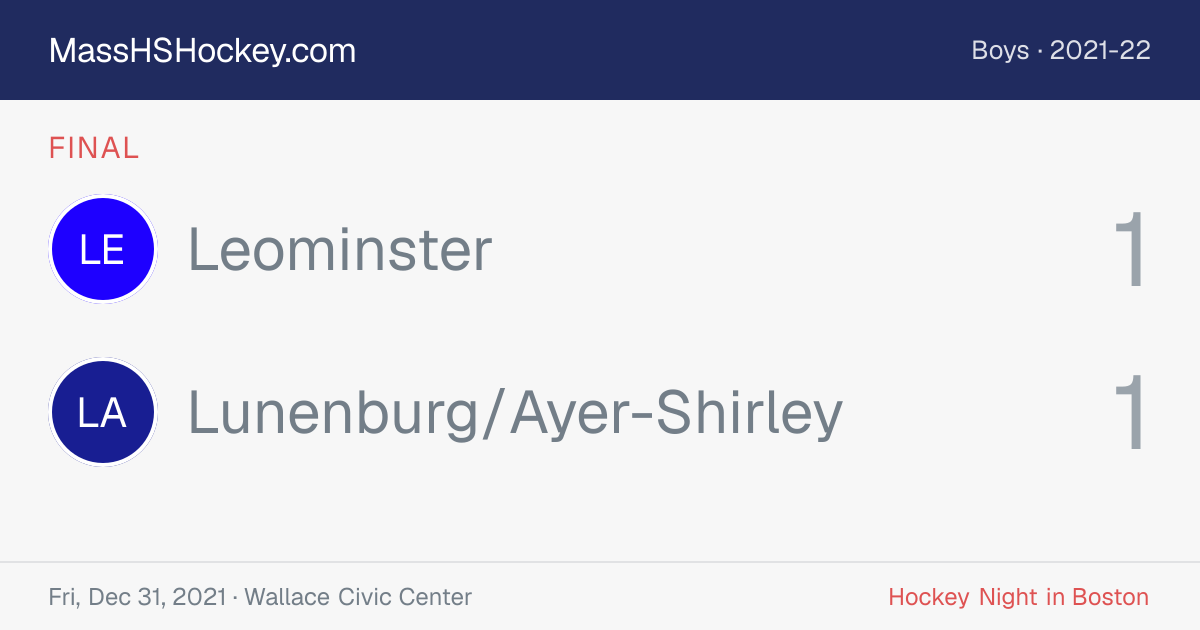 Leominster at Lunenburg/Ayer-Shirley score card