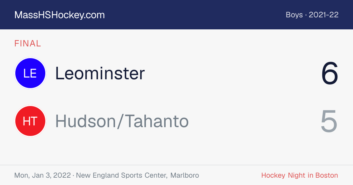 Leominster at Hudson/Tahanto score card