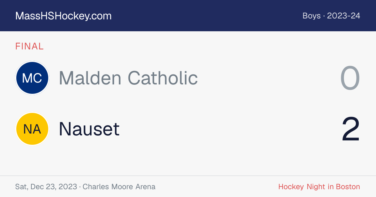 Malden Catholic at Nauset score card