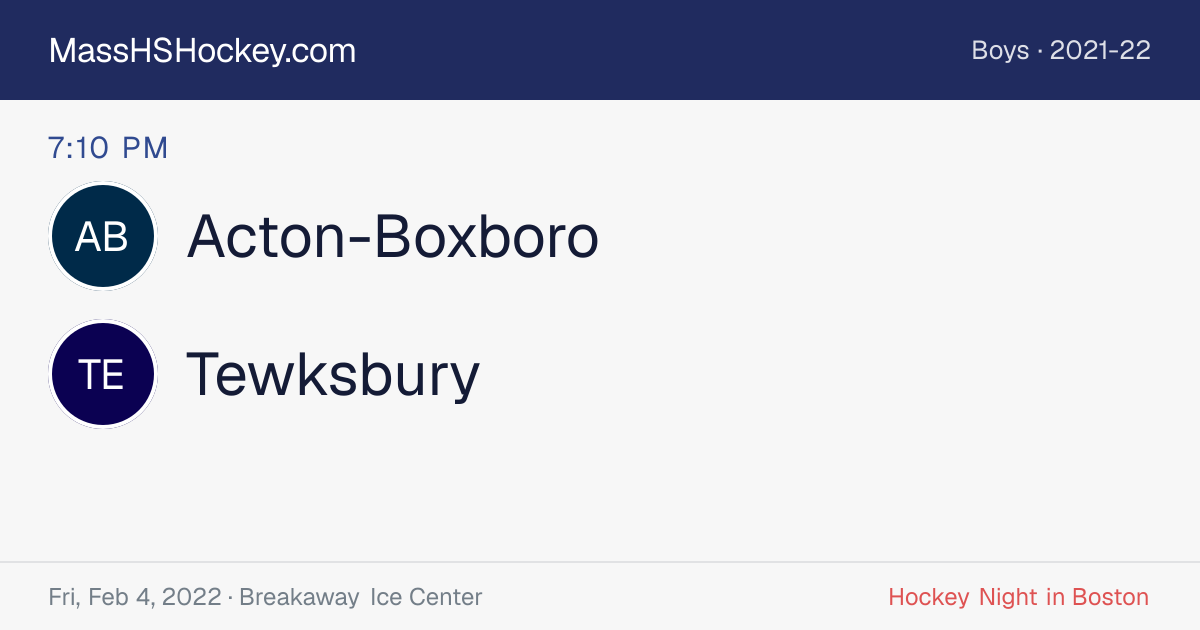 Acton-Boxboro at Tewksbury score card