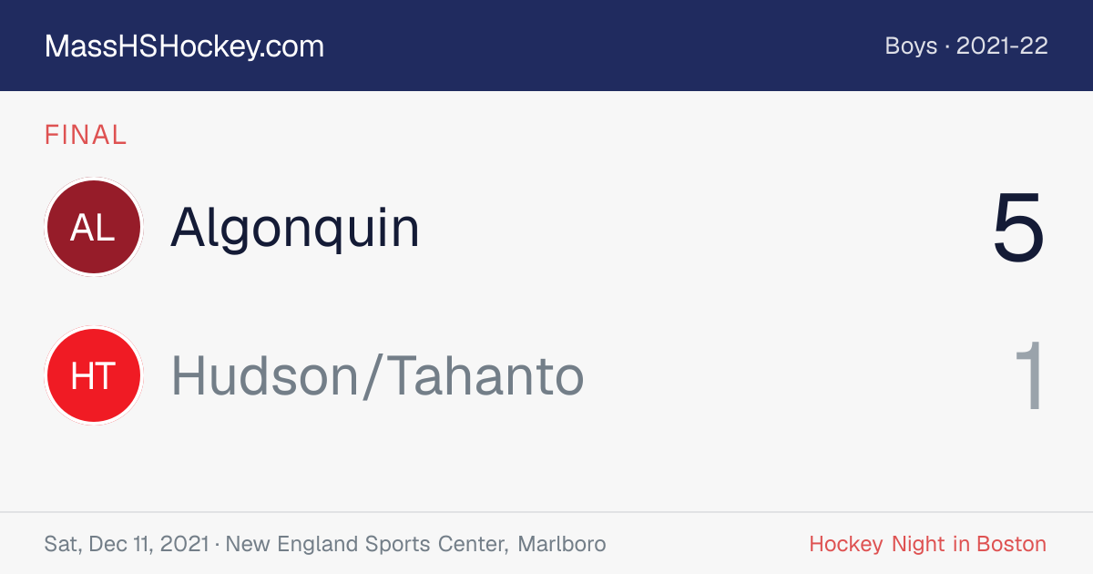 Algonquin at Hudson/Tahanto score card