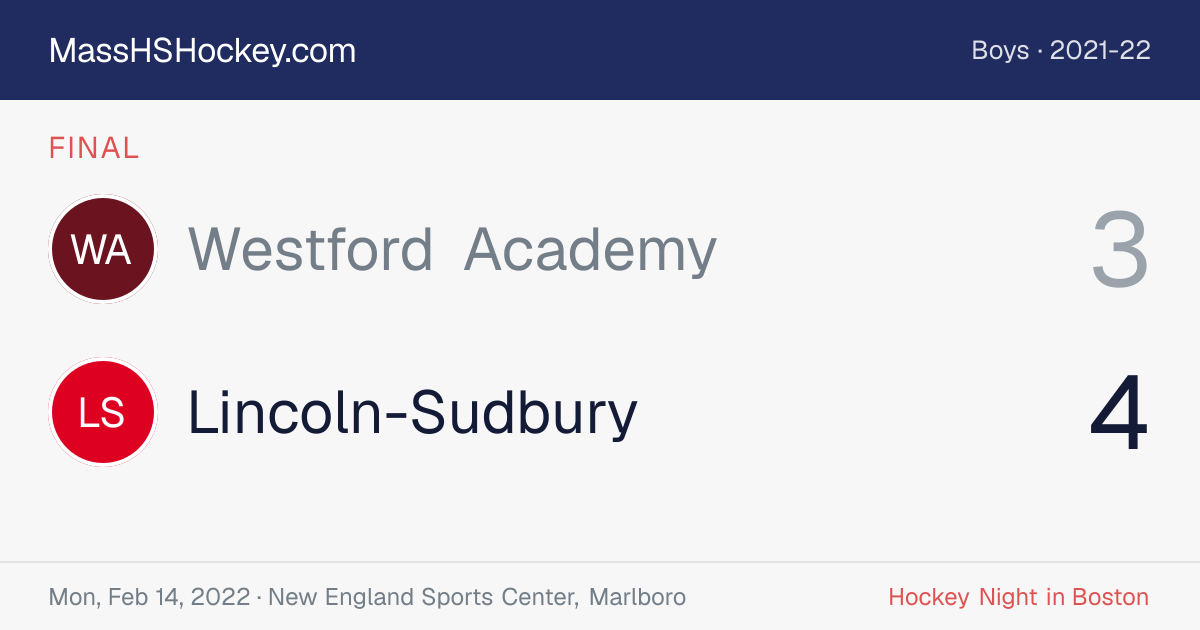 Westford Academy at Lincoln-Sudbury score card