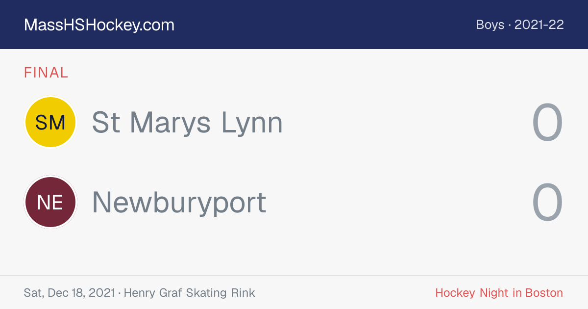 St Marys Lynn at Newburyport score card