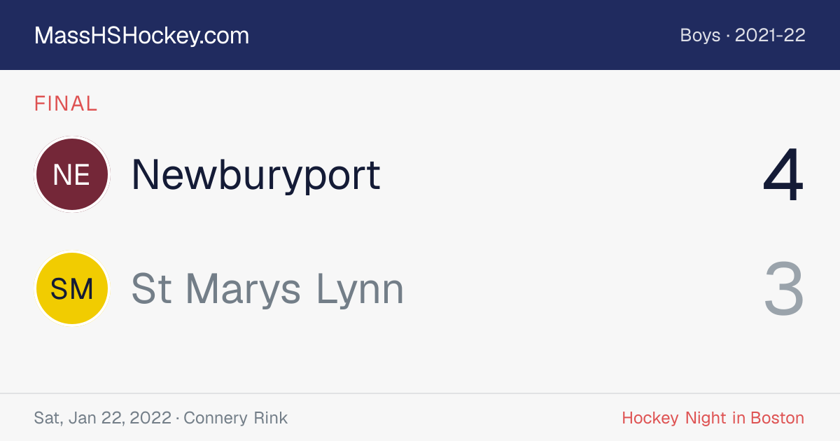 Newburyport at St Marys Lynn score card