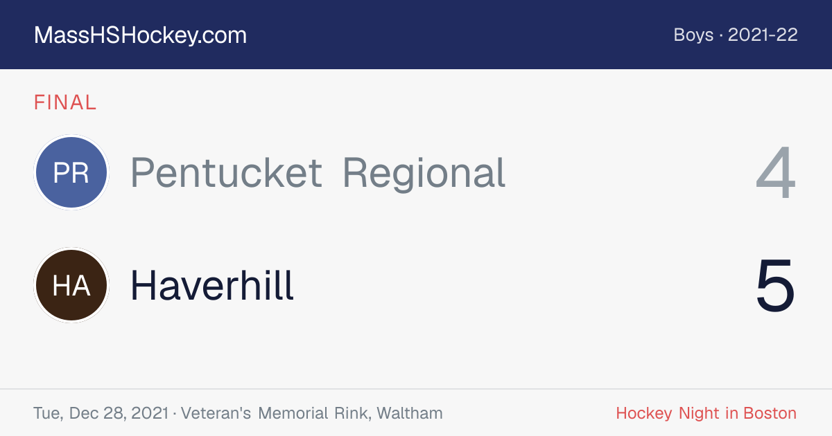 Pentucket Regional at Haverhill score card