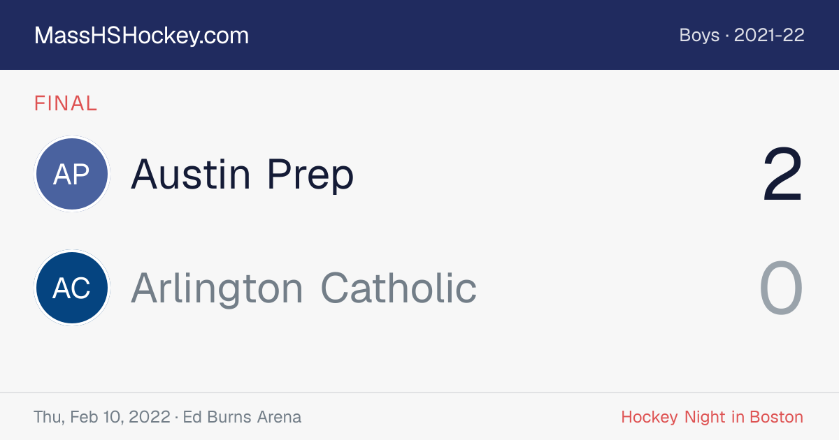 Austin Prep at Arlington Catholic score card