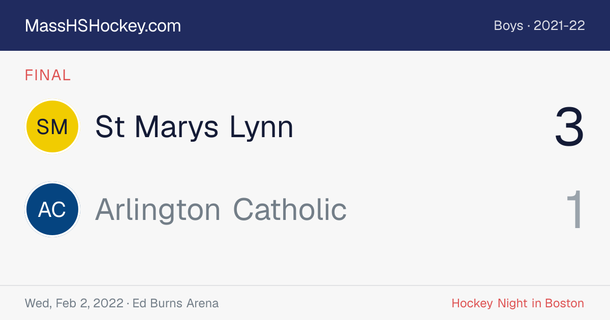 St Marys Lynn at Arlington Catholic score card