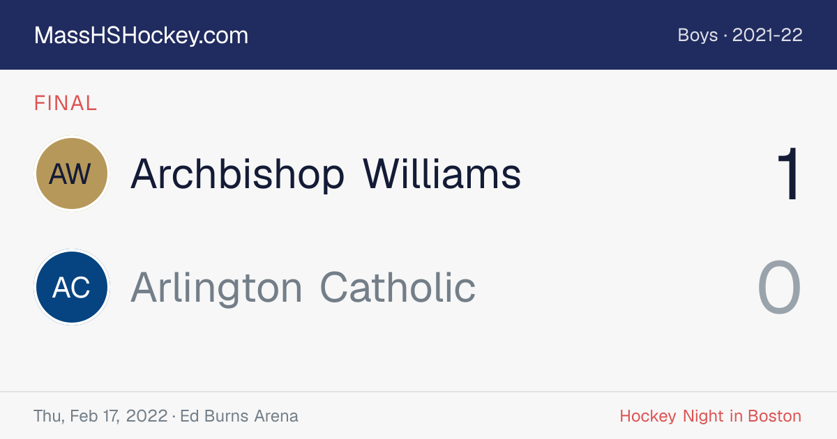 Archbishop Williams at Arlington Catholic score card