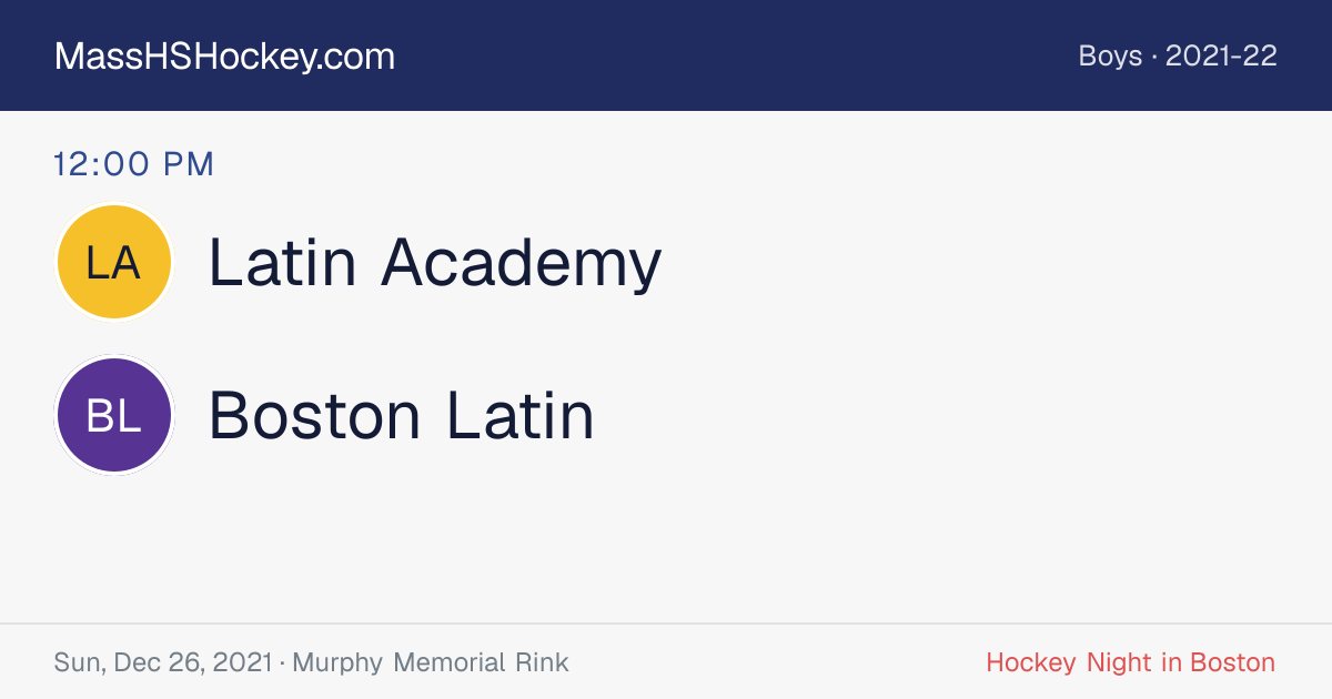 Latin Academy at Boston Latin score card