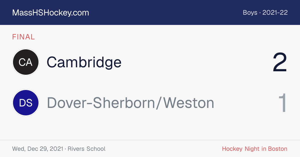 Cambridge at Dover-Sherborn/Weston score card