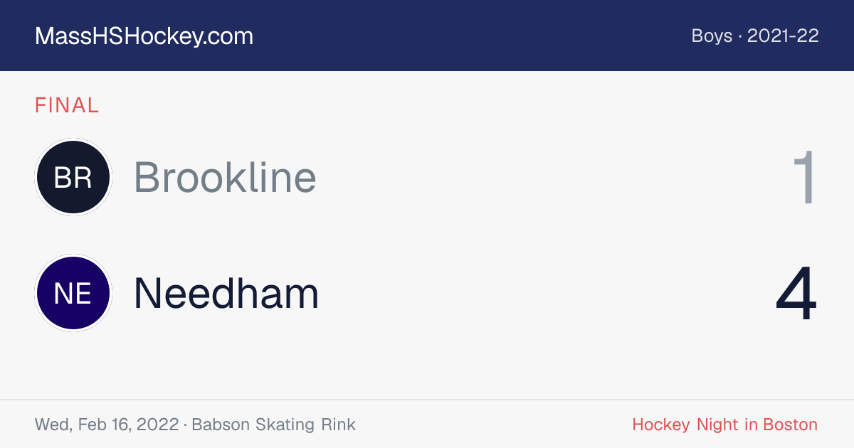 Brookline at Needham score card