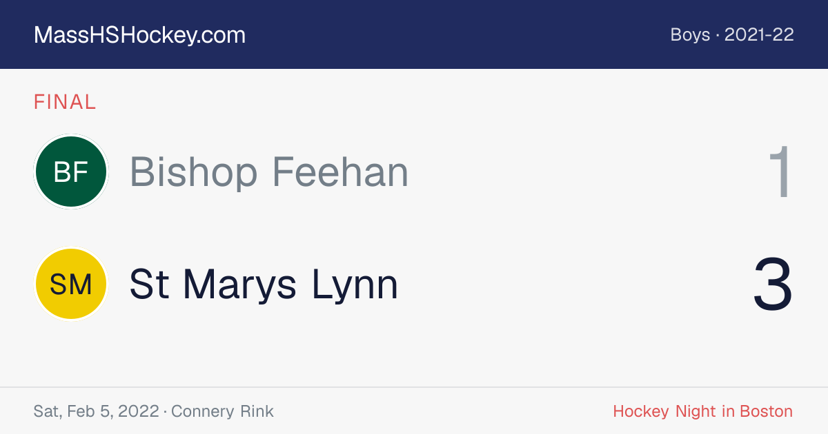 Bishop Feehan at St Marys Lynn score card