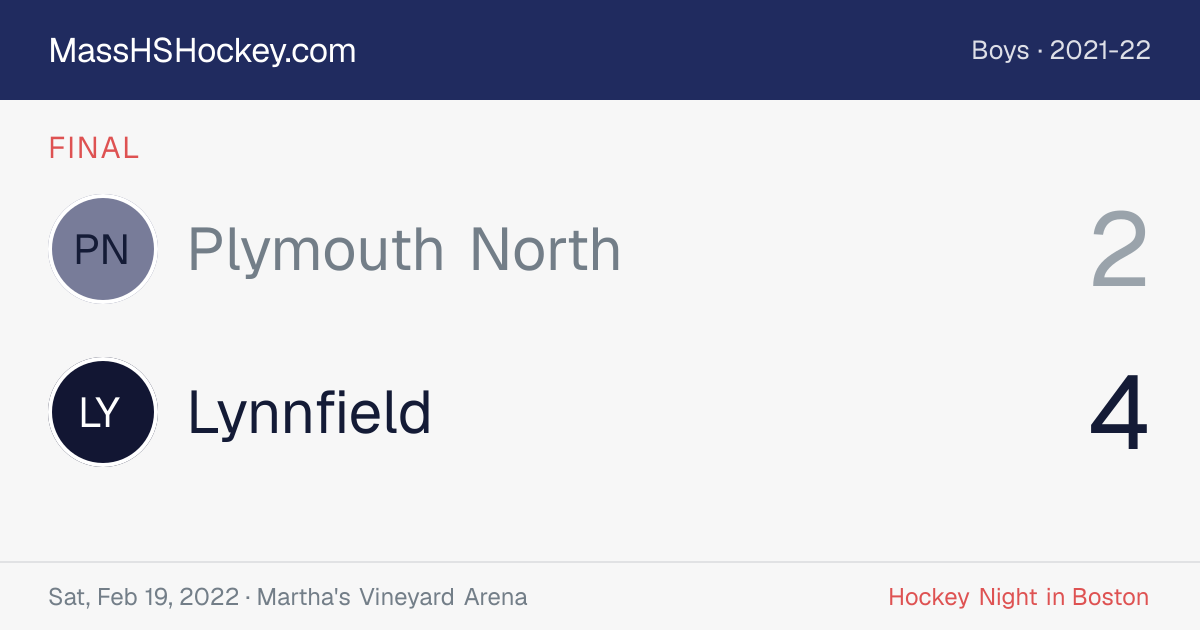 Plymouth North at Lynnfield score card
