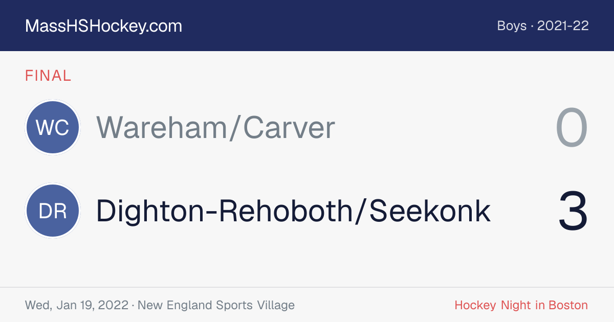Wareham/Carver at Dighton-Rehoboth/Seekonk score card