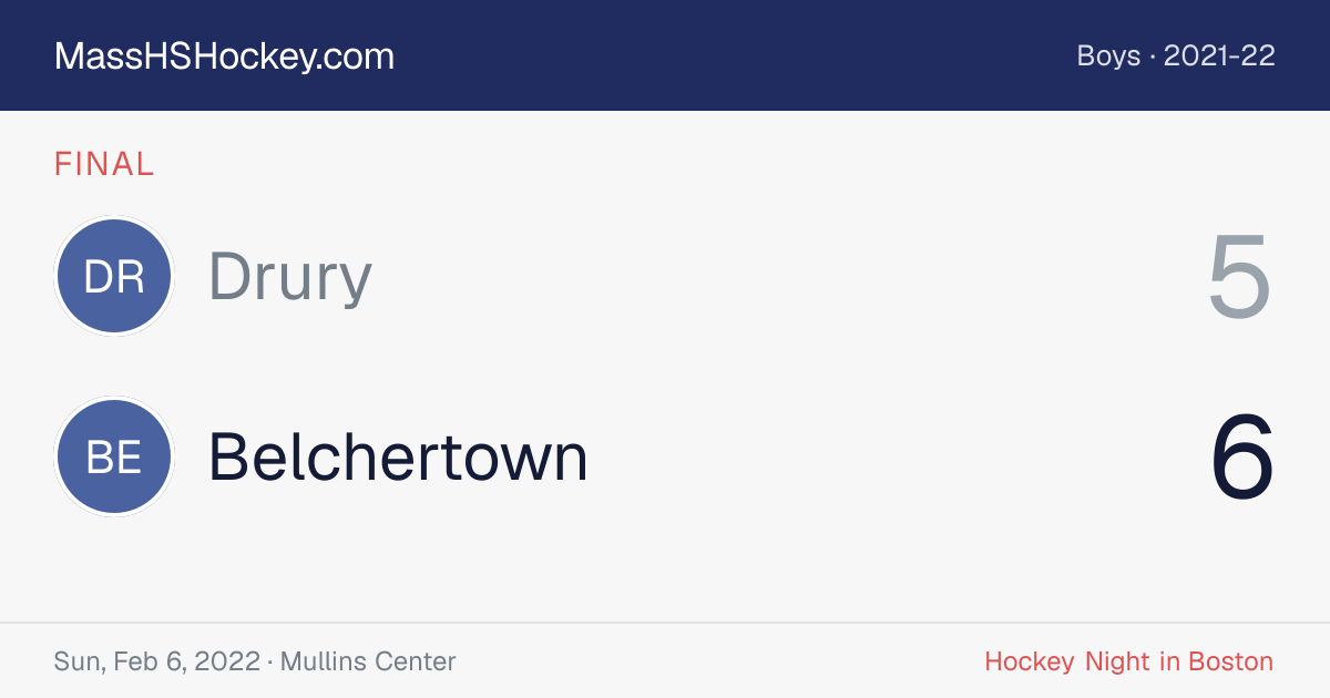 Drury at Belchertown score card