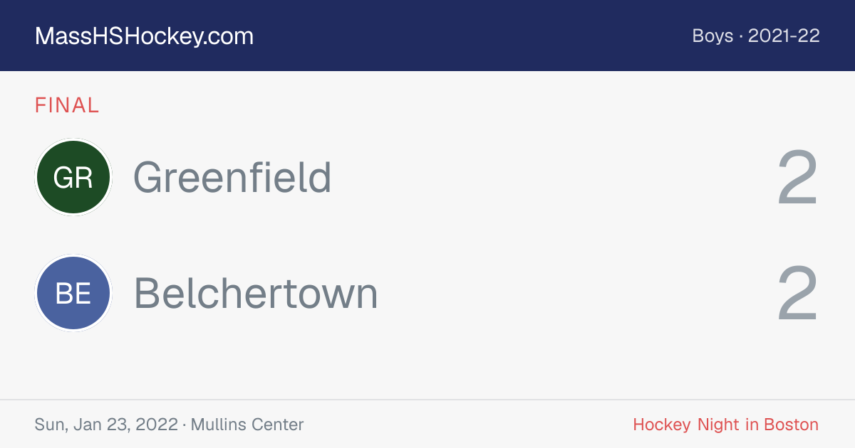 Greenfield at Belchertown score card