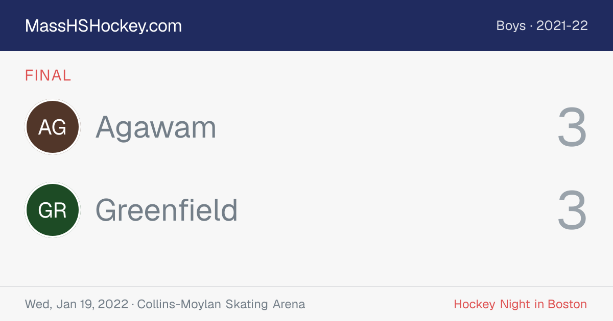 Agawam at Greenfield score card