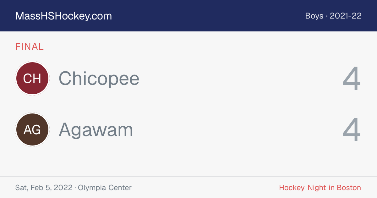 Chicopee at Agawam score card