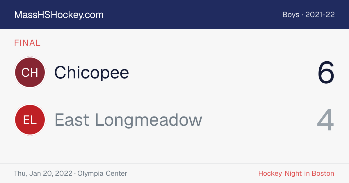 Chicopee at East Longmeadow score card