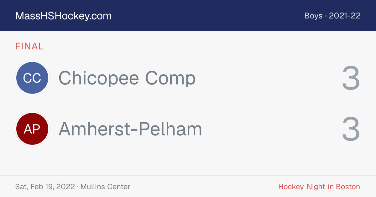 Chicopee Comp at Amherst-Pelham score card