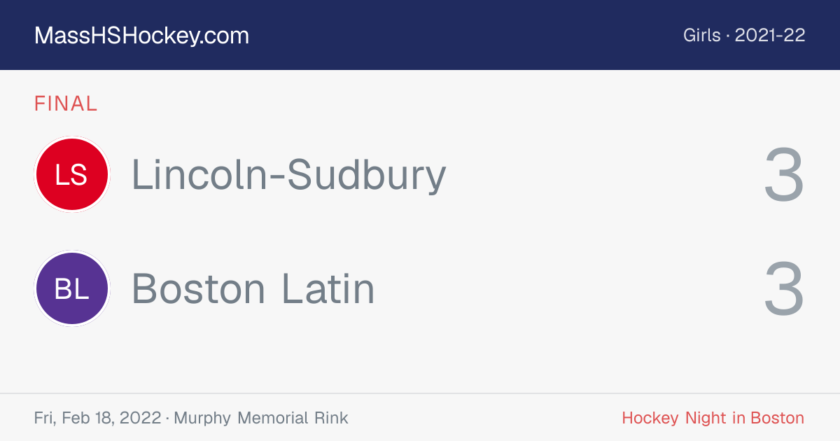 Lincoln-Sudbury at Boston Latin score card
