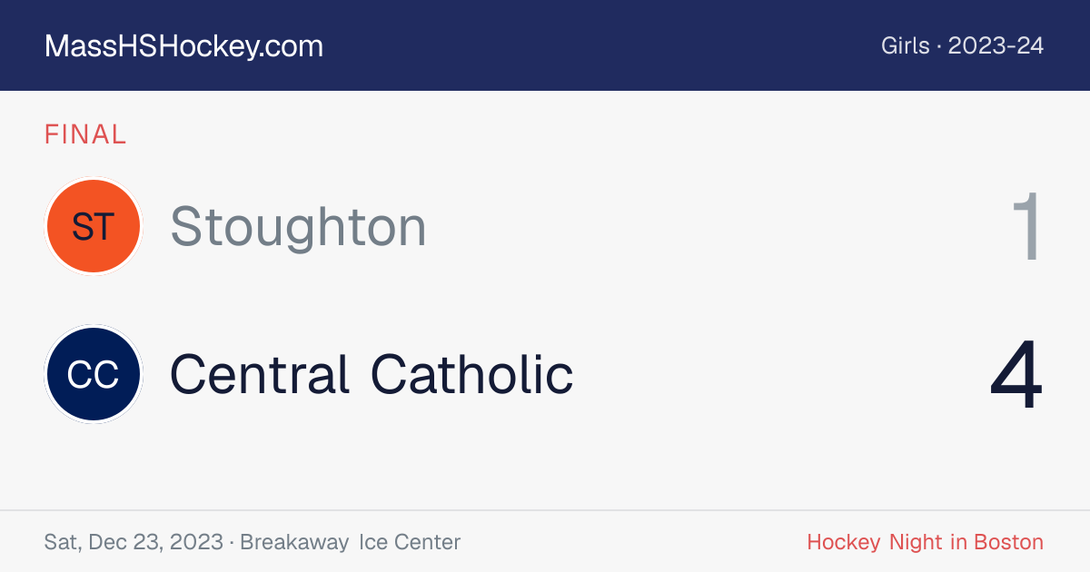 Stoughton at Central Catholic score card