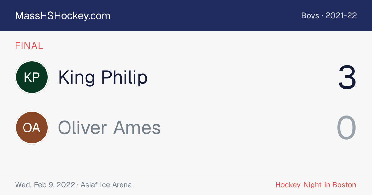 King Philip at Oliver Ames score card