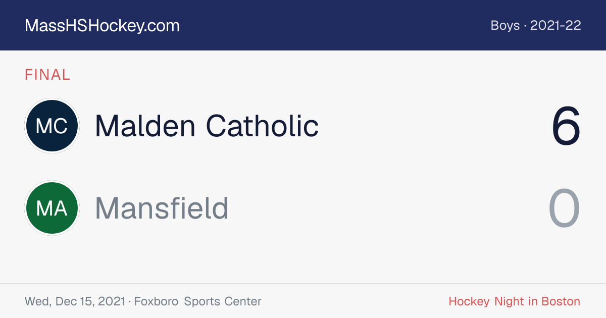 Malden Catholic at Mansfield score card
