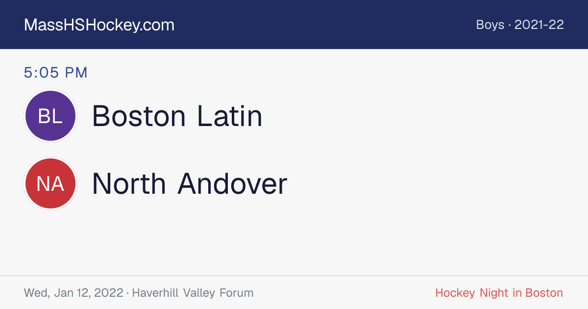Boston Latin at North Andover score card