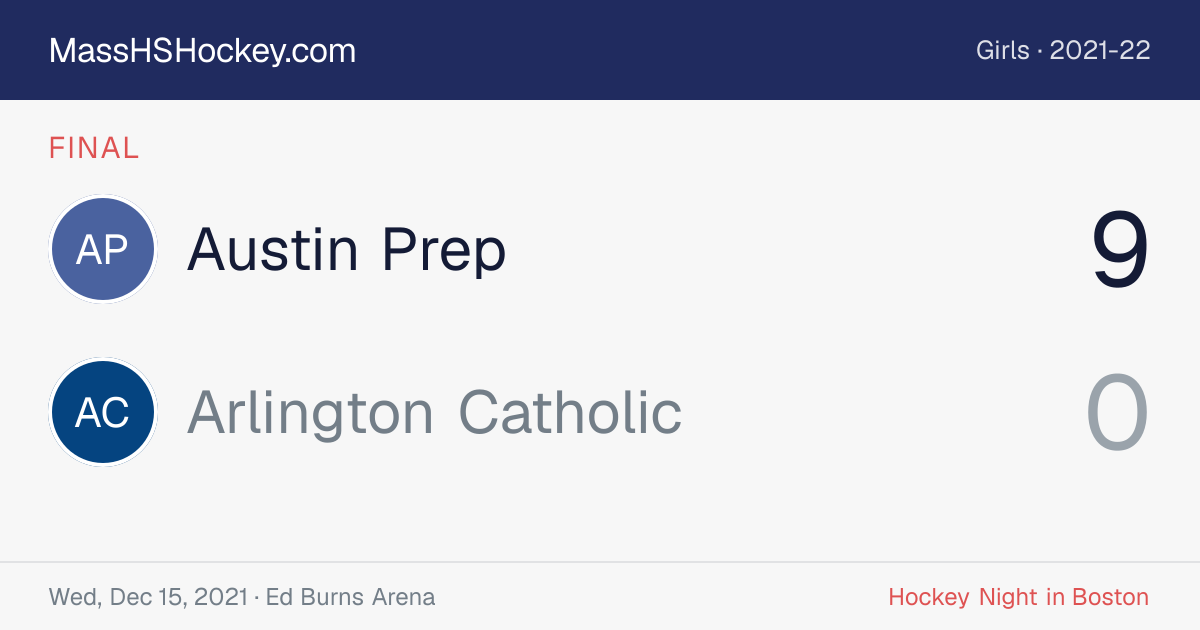 Austin Prep at Arlington Catholic score card