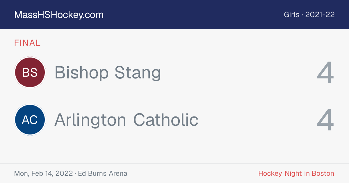 Bishop Stang at Arlington Catholic score card