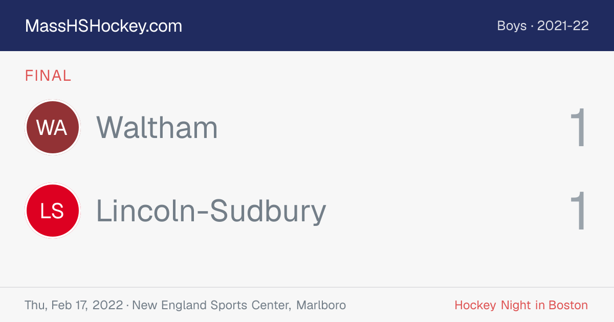 Waltham at Lincoln-Sudbury score card